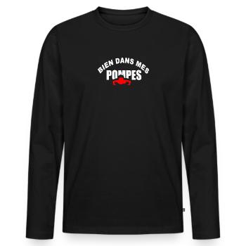 Bien dans mes Pompes tout va bien humour - T-shirt manches longues Premium bio Homme - noir - Devant - Nico (187cm)