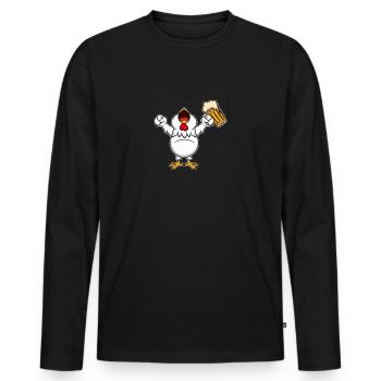 Nutztiere trinken Bier Kuhschwein Huhn und Bier - Männer Premium Bio Langarmshirt - Schwarz - Vorne - Nico (187cm)