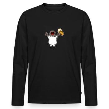 Nutztiere trinken Bier Kuhschwein Huhn und Bier - Männer Premium Bio Langarmshirt - Schwarz - Vorne - Nico (187cm)