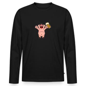 Nutztiere trinken Bier Kuhschwein Huhn und Bier - Männer Premium Bio Langarmshirt - Schwarz - Vorne - Nico (187cm)