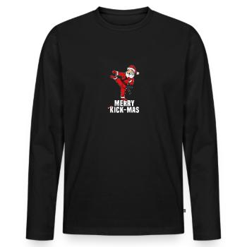 Funny Christmas Karate Santa Merry Kickmas Gift - Men's Premium Organic Long Sleeve Shirt - black - Front - Nico (187cm)