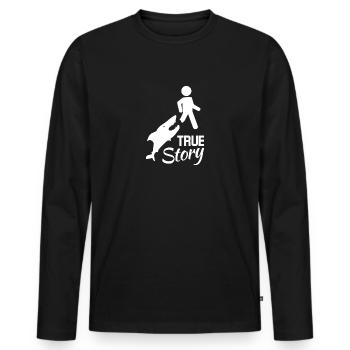 Wahre Geschichte Sarkasmus Amputierter geschnittener Beinrollstuhl - Männer Premium Bio Langarmshirt - Schwarz - Vorne - Nico (187cm)