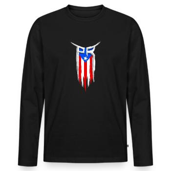 Drapeau PR - Porto Rico Drapeau - Boricua - T-shirt manches longues Premium bio Homme - noir - Devant - Nico (187cm)