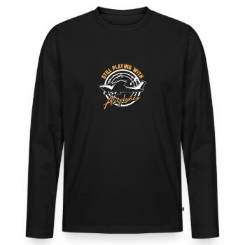 Jouant toujours avec un cadeau d'avion pour un avion - T-shirt manches longues Premium bio Homme - noir - Devant - Nico (187cm)