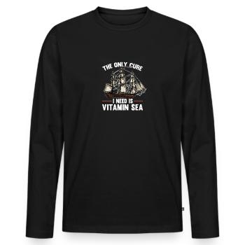 The Only Cure I Need Is Vitamin Sea Motif for - Men's Premium Organic Long Sleeve Shirt - black - Front - Nico (187cm)