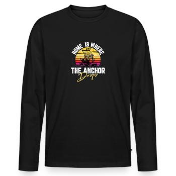 Home Is Where The Anchor Drops Motiv für einen - Männer Premium Bio Langarmshirt - Schwarz - Vorne - Nico (187cm)