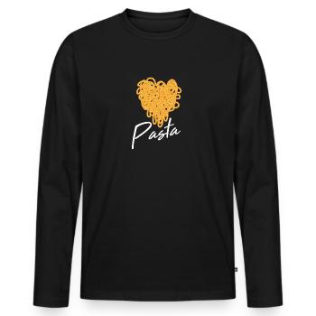Pasta Love Motiv für einen Spaghetti Liebhaber - Männer Premium Bio Langarmshirt - Schwarz - Vorne - Nico (187cm)