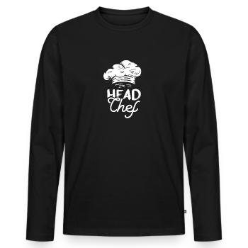 Head Chef Motif pour un cuisinier - T-shirt manches longues Premium bio Homme - noir - Devant - Nico (187cm)