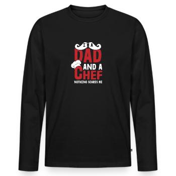 I Am Papa And Cook Motif for a Chef - Men's Premium Organic Long Sleeve Shirt - black - Front - Nico (187cm)