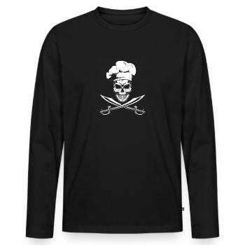 Cool skull cook motif for a cook - Men's Premium Organic Long Sleeve Shirt - black - Front - Nico (187cm)