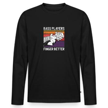 Bass Players Finger Better motif for one - Men's Premium Organic Long Sleeve Shirt - black - Front - Nico (187cm)