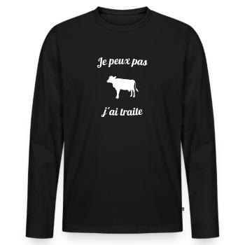 Je peux pas j'ai traite - T-shirt manches longues Premium bio Homme - noir - Devant - Nico (187cm)