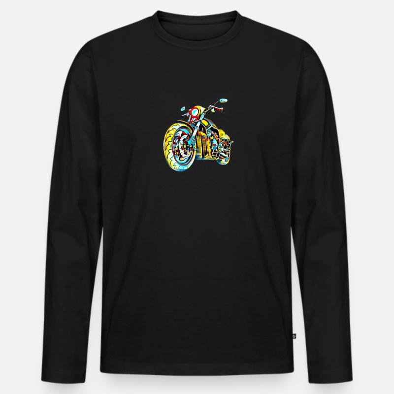 Buntes Motorrad - Männer Premium Bio Langarmshirt - Schwarz