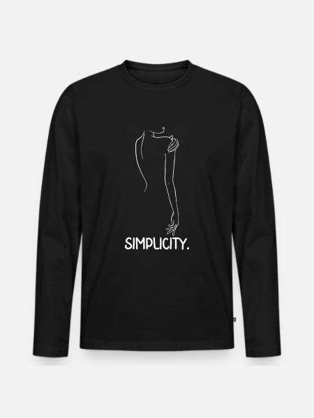 One Line Frau - Männer Premium Bio Langarmshirt - Schwarz
