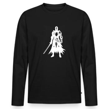 Ritter mit Schwert - Männer Premium Bio Langarmshirt - Schwarz - Vorne - Nico (187cm)