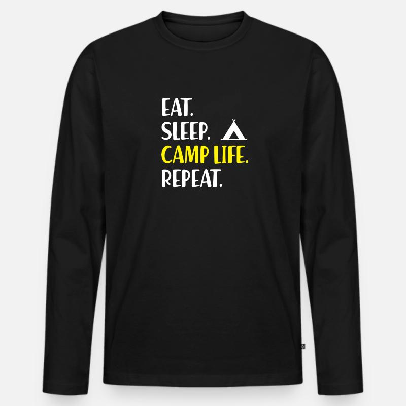 Zelten Camping Campingfans Campingplatz Zeltplatz - Männer Premium Bio Langarmshirt - Schwarz