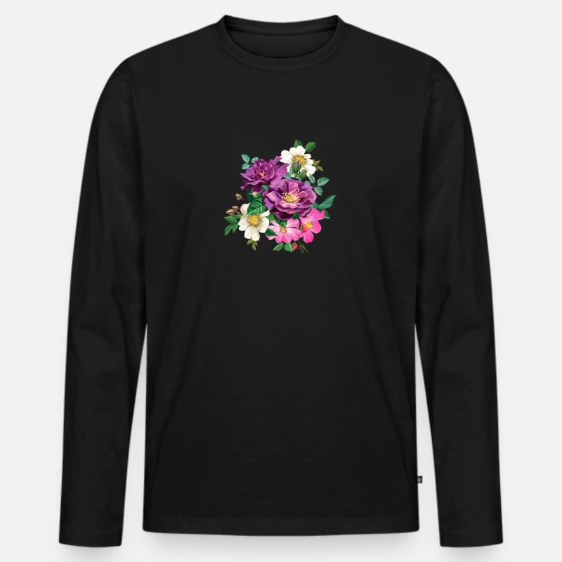Roses - Männer Premium Bio Langarmshirt - Schwarz