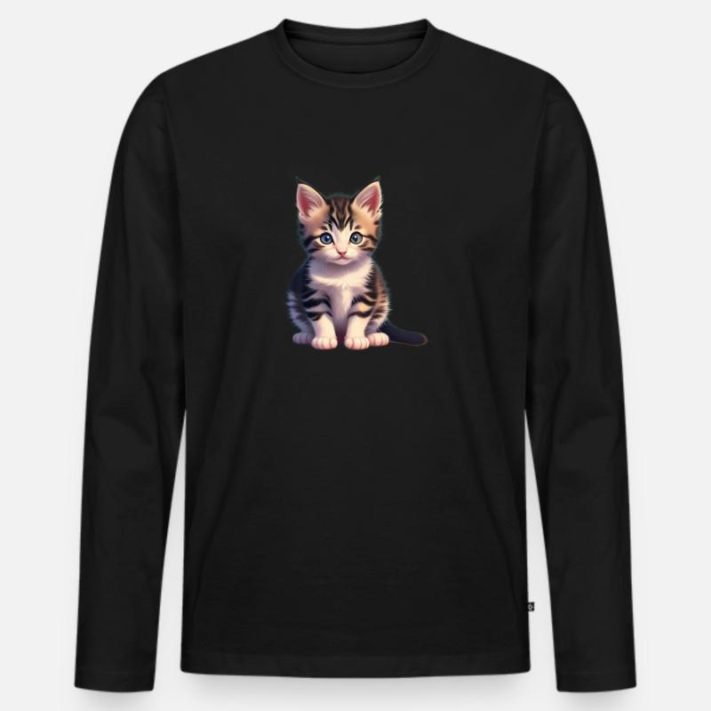 Katze - Männer Premium Bio Langarmshirt - Schwarz