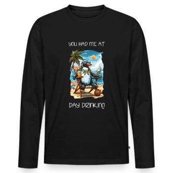 You Had Me At Day Drinking Vacay Mode Cute Penguin - Men's Premium Organic Long Sleeve Shirt - black - Front - Nico (187cm)