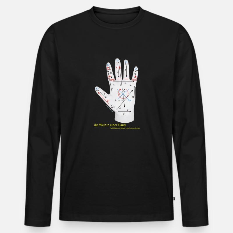 Lorm-Handschuh dunkel - Männer Premium Bio Langarmshirt - Schwarz