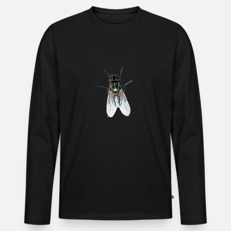 fliege - Männer Premium Bio Langarmshirt - Schwarz
