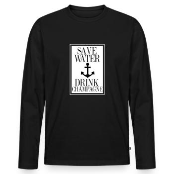 Save Water Drink Statement Shirt with An - Männer Premium Bio Langarmshirt - Schwarz - Vorne - Nico (187cm)