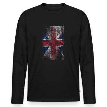 union jack - used look - T-shirt manches longues Premium bio Homme - noir - Devant - Nico (187cm)