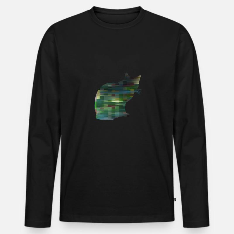Katze gemustert 1 - Männer Premium Bio Langarmshirt - Schwarz