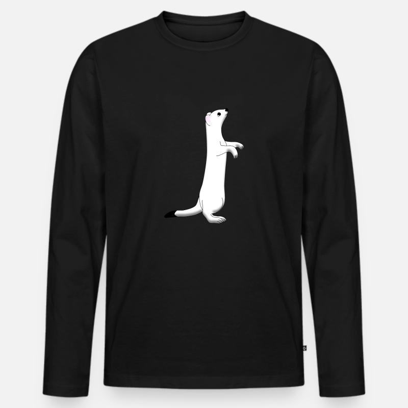 Hermelin schaut interessiert - Männer Premium Bio Langarmshirt - Schwarz