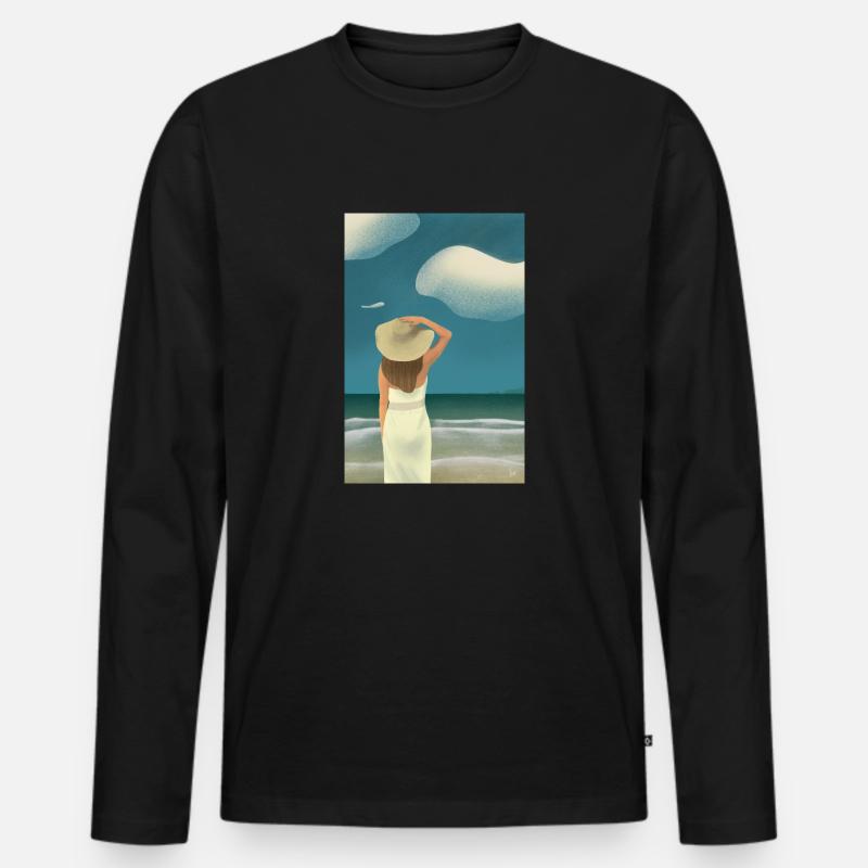 Sommerstrand - Männer Premium Bio Langarmshirt - Schwarz