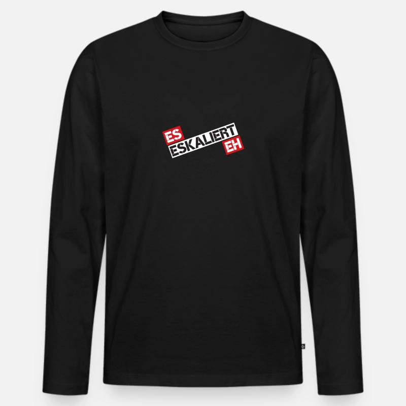 Es eskaliert eh - Männer Premium Bio Langarmshirt - Schwarz