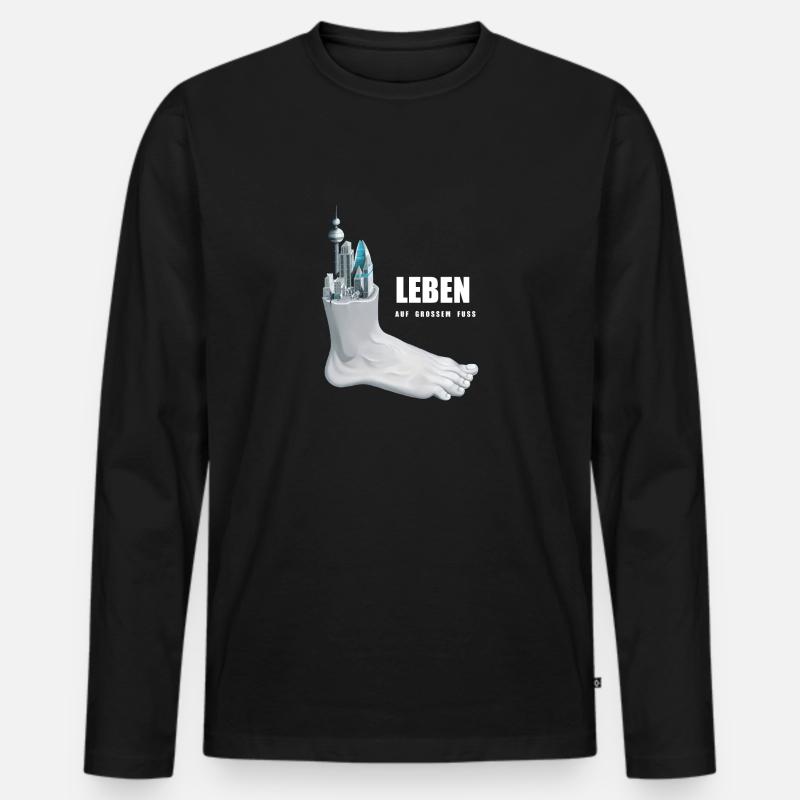 Leben auf großem Fuß - Männer Premium Bio Langarmshirt - Schwarz