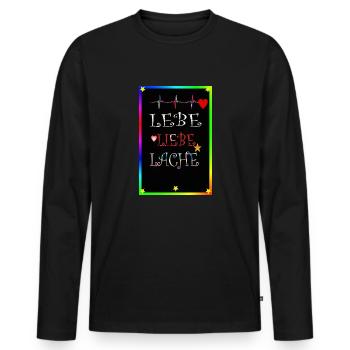 affiche en direct amour rire - T-shirt manches longues Premium bio Homme - noir - Devant - Nico (187cm)