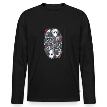 Jason avec sa tronçonneuse - T-shirt manches longues Premium bio Homme - noir - Devant - Nico (187cm)