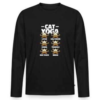 Cat Yoga Cat Cat Lover Meditation Fun Fun - Men's Premium Organic Long Sleeve Shirt - black - Front - Nico (187cm)