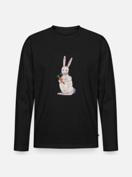 cute rabbit rabbit with carrot - Men's Premium Organic Long Sleeve Shirt - black