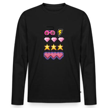 Coup de foudre online - T-shirt manches longues Premium bio Homme - noir - Devant - Nico (187cm)