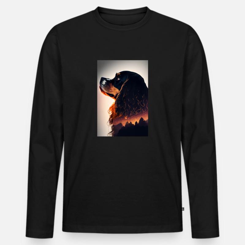 Charles Spaniel Hund Wald - Männer Premium Bio Langarmshirt - Schwarz
