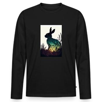 Lapin lapin animal animal de compagnie Silhouette de lapin - T-shirt manches longues Premium bio Homme - noir - Devant - Nico (187cm)