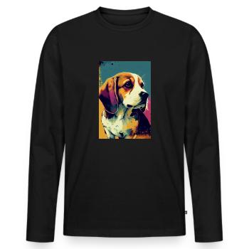 Beagle Hund Pop Art Chien - T-shirt manches longues Premium bio Homme - noir - Devant - Nico (187cm)