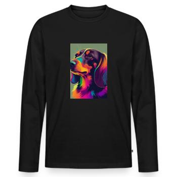 Dachshund Dog Colorful Dog - Men's Premium Organic Long Sleeve Shirt - black - Front - Nico (187cm)