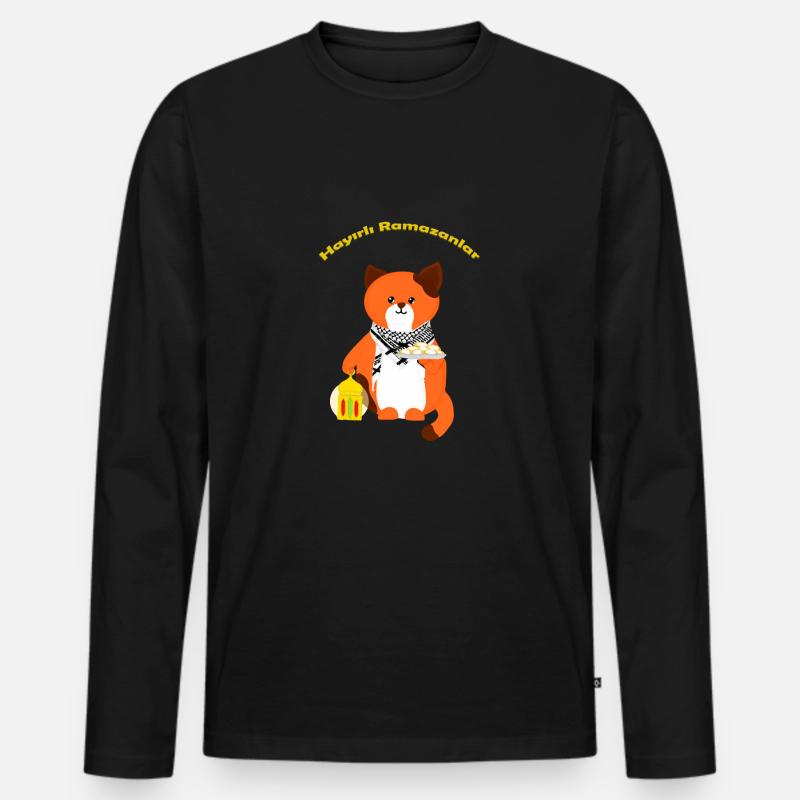 Ein süßer Ramadan Gast - Männer Premium Bio Langarmshirt - Schwarz