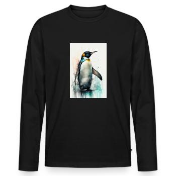 Pinguin Pinguine Tier Colorful - Männer Premium Bio Langarmshirt - Schwarz - Vorne - Nico (187cm)