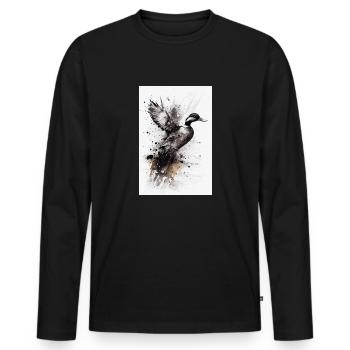 Canards Canards Oiseau Animal Charlatan Noir et Blanc - T-shirt manches longues Premium bio Homme - noir - Devant - Nico (187cm)