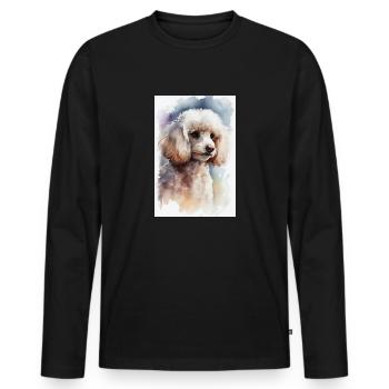 Poodle Dog Dog Breed Dog Owner Poodle Watercolor - Men's Premium Organic Long Sleeve Shirt - black - Front - Nico (187cm)
