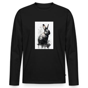 Lapin lapin animal animal de compagnie aquarelles de lapin - T-shirt manches longues Premium bio Homme - noir - Devant - Nico (187cm)
