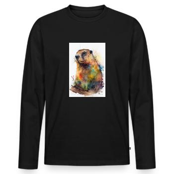 Marmot Rodent Ground Squirrel Marmot Animal - Men's Premium Organic Long Sleeve Shirt - black - Front - Nico (187cm)
