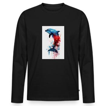 Delfin Meeresfische Delfine Fisch Tier Animal - Männer Premium Bio Langarmshirt - Schwarz - Vorne - Nico (187cm)