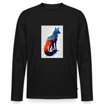 Fox Foxes Animal Watercolor - Men's Premium Organic Long Sleeve Shirt - black - Front - Nico (187cm)