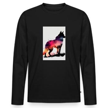 Silhouette de chien husky sibérien - T-shirt manches longues Premium bio Homme - noir - Devant - Nico (187cm)